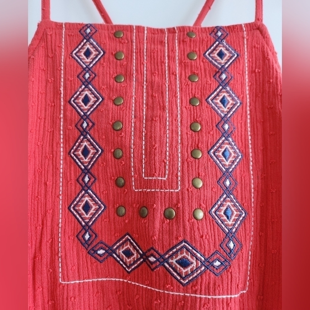 Red Embroidered Peplum Camisole - Picture 3 of 7